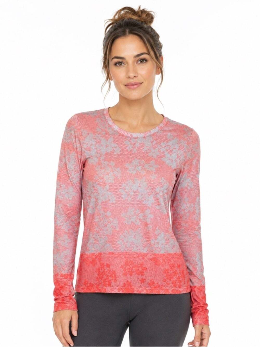 Prana Francie Top Large Coral Long Sleeve Lightweight Pullover Active Travel